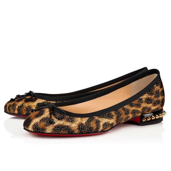 Christian Louboutin Shoes - Christian Louboutin La Massine Black Gold Leopard Spike Ballerina Ballet Flat 36